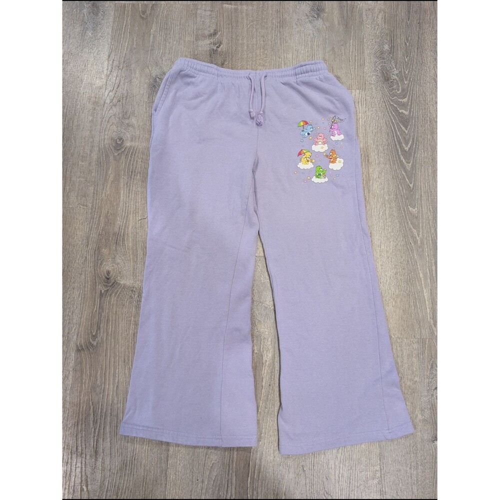 Care Bears Purple Wide Leg Graphic Sweatpants Juniors Large Fits women's Size S